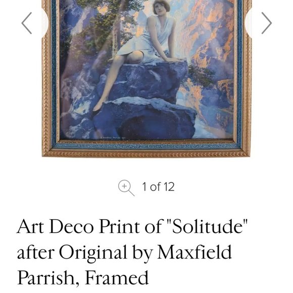 Maxfield Parrish, Art Deco Vintage Print of "Solitude" Date range 1931-1939 - Picture 3 of 3